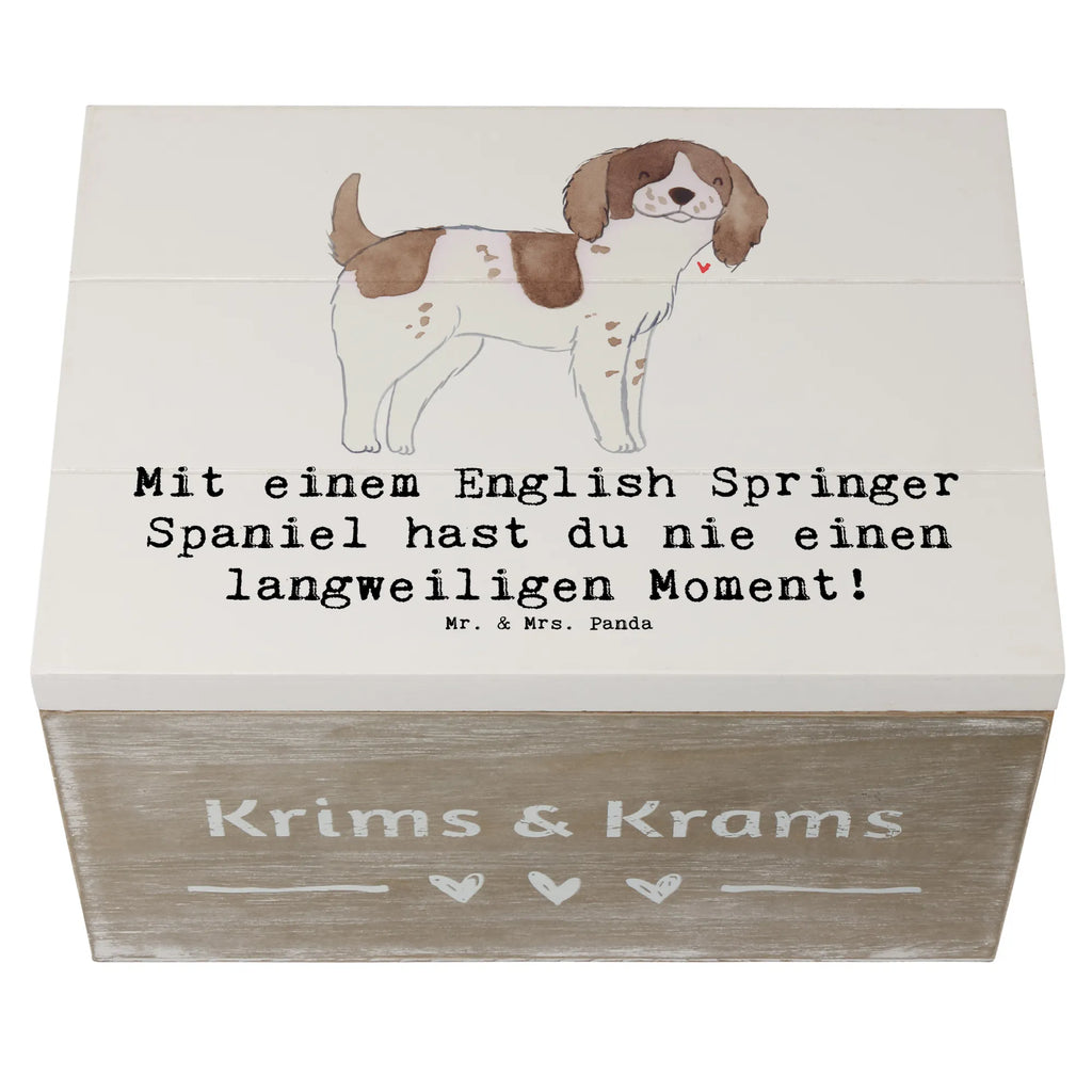 Wooden chest Mit einem English Springer Spaniel hast du nie einen langweiligen Moment! Dekokiste, Erinnerungsbox, Geschenkbox, Holzkiste, XXL, Erinnerungskiste, Schatulle, Kiste, Geschenkdose, Schatzkiste, Aufbewahrungsbox, Truhe, Hund, Hunderasse, Rassehund, Hundebesitzer, Geschenk, Tierfreund, Schenken, Welpe