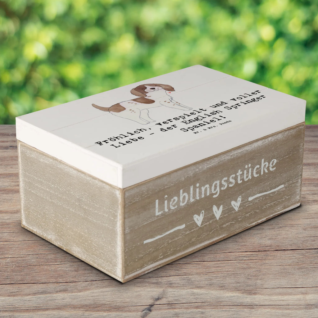 Wooden chest Fröhlich, verspielt und voller Liebe - der English Springer Spaniel! Holzkiste, Dekokiste, Kiste, Erinnerungsbox, Truhe, Schatulle, Erinnerungskiste, Geschenkdose, Schatzkiste, Geschenkbox, XXL, Aufbewahrungsbox, Hund, Hunderasse, Rassehund, Hundebesitzer, Geschenk, Tierfreund, Schenken, Welpe