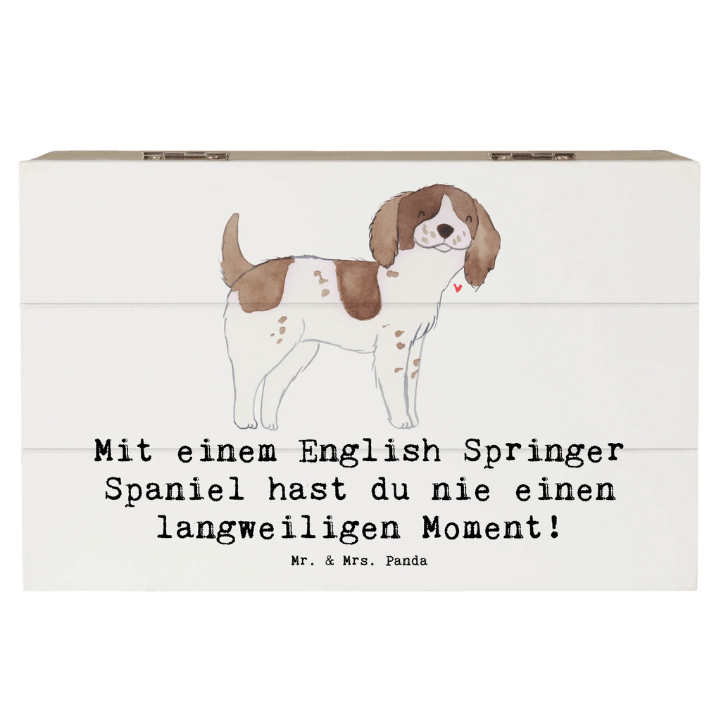 Wooden chest Mit einem English Springer Spaniel hast du nie einen langweiligen Moment! Dekokiste, Erinnerungsbox, Geschenkbox, Holzkiste, XXL, Erinnerungskiste, Schatulle, Kiste, Geschenkdose, Schatzkiste, Aufbewahrungsbox, Truhe, Hund, Hunderasse, Rassehund, Hundebesitzer, Geschenk, Tierfreund, Schenken, Welpe