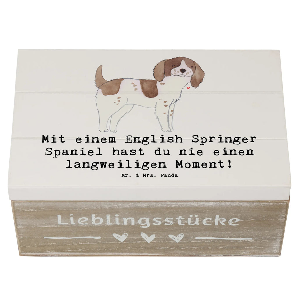 Wooden chest Mit einem English Springer Spaniel hast du nie einen langweiligen Moment! Dekokiste, Erinnerungsbox, Geschenkbox, Holzkiste, XXL, Erinnerungskiste, Schatulle, Kiste, Geschenkdose, Schatzkiste, Aufbewahrungsbox, Truhe, Hund, Hunderasse, Rassehund, Hundebesitzer, Geschenk, Tierfreund, Schenken, Welpe