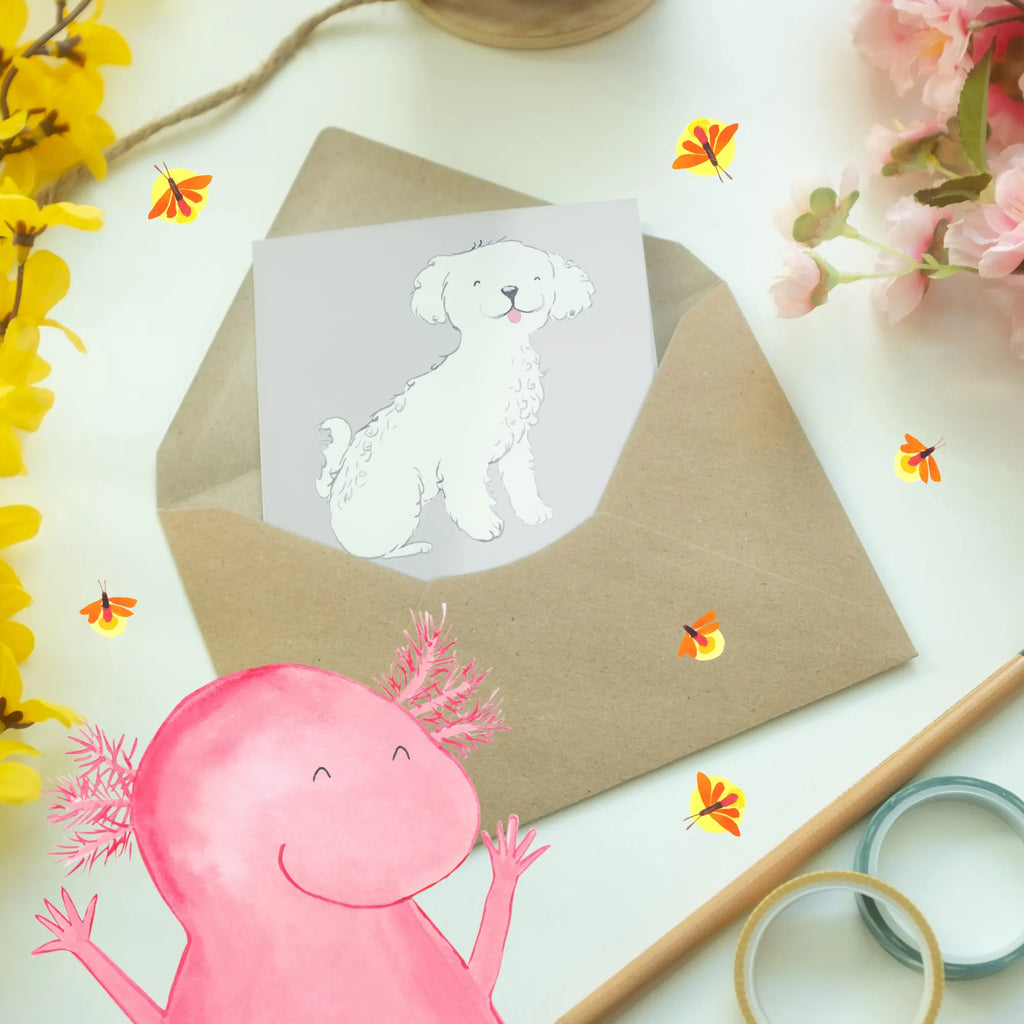 Grußkarte Bichon Frisé Freude Karte, Ansichtskarten, Einladungskarte, Grußkarte, Klappkarte, Glückwunschkarte, Geburtstagskarte, Hochzeitskarte, Hund, Hunderasse, Rassehund, Hundebesitzer, Geschenk, Tierfreund, Schenken, Welpe