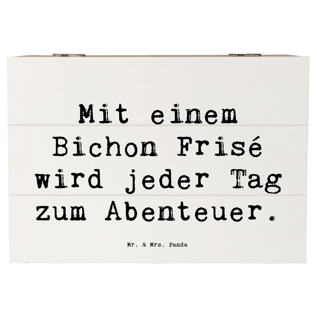 Holzkiste Spruch Mit einem Bichon Frisé wird jeder Tag zum Abenteuer. Kiste, Geschenkbox, Erinnerungskiste, Erinnerungsbox, Aufbewahrungsbox, Dekokiste, Geschenkdose, Schatulle, Holzkiste, Schatzkiste, XXL, Truhe, Hund, Hunderasse, Rassehund, Hundebesitzer, Geschenk, Tierfreund, Schenken, Welpe