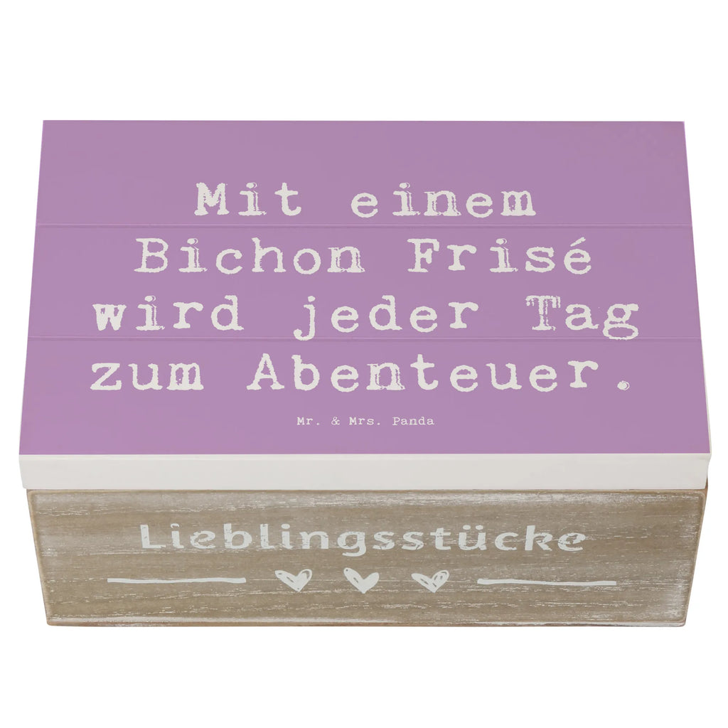 Holzkiste Spruch Mit einem Bichon Frisé wird jeder Tag zum Abenteuer. Kiste, Geschenkbox, Erinnerungskiste, Erinnerungsbox, Aufbewahrungsbox, Dekokiste, Geschenkdose, Schatulle, Holzkiste, Schatzkiste, XXL, Truhe, Hund, Hunderasse, Rassehund, Hundebesitzer, Geschenk, Tierfreund, Schenken, Welpe