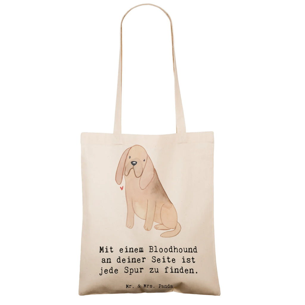 Tote bag Mit einem Bloodhound an deiner Seite ist jede Spur zu finden. Shopper, Stoffbeutel, Beutel, Einkaufstüte, Beuteltasche, Einkaufstasche, Laptoptasche, Badetasche, Tragetasche, Tasche, Jutebeutel, Umhängetasche, Schultertasche, Jutetasche, Stofftasche, Strandtasche, Hund, Hunderasse, Rassehund, Hundebesitzer, Geschenk, Tierfreund, Schenken, Welpe
