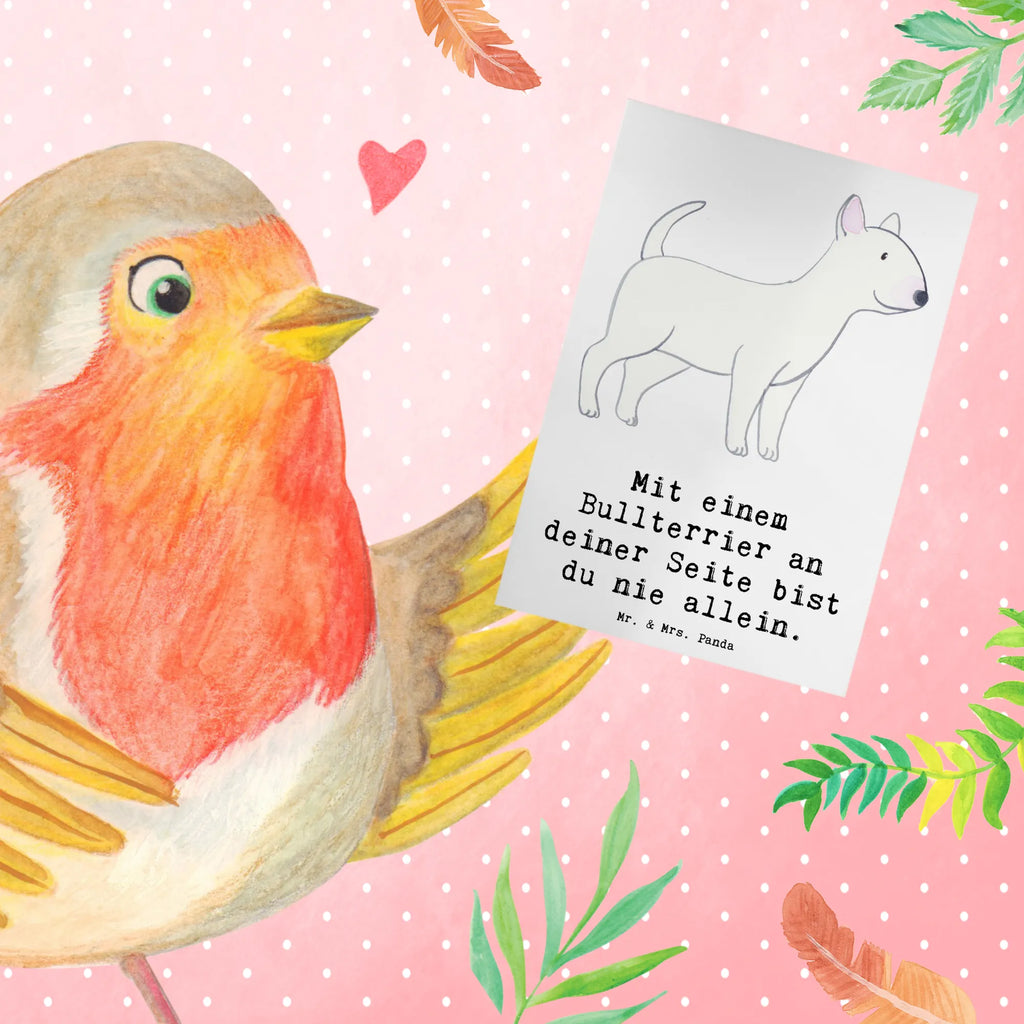 Greetings card Mit einem Bullterrier an deiner Seite bist du nie allein. Geburtstagskarte, Hochzeitskarte, Glückwunschkarte, Karte, Ansichtskarten, Grußkarte, Klappkarte, Einladungskarte, Hund, Hunderasse, Rassehund, Hundebesitzer, Geschenk, Tierfreund, Schenken, Welpe