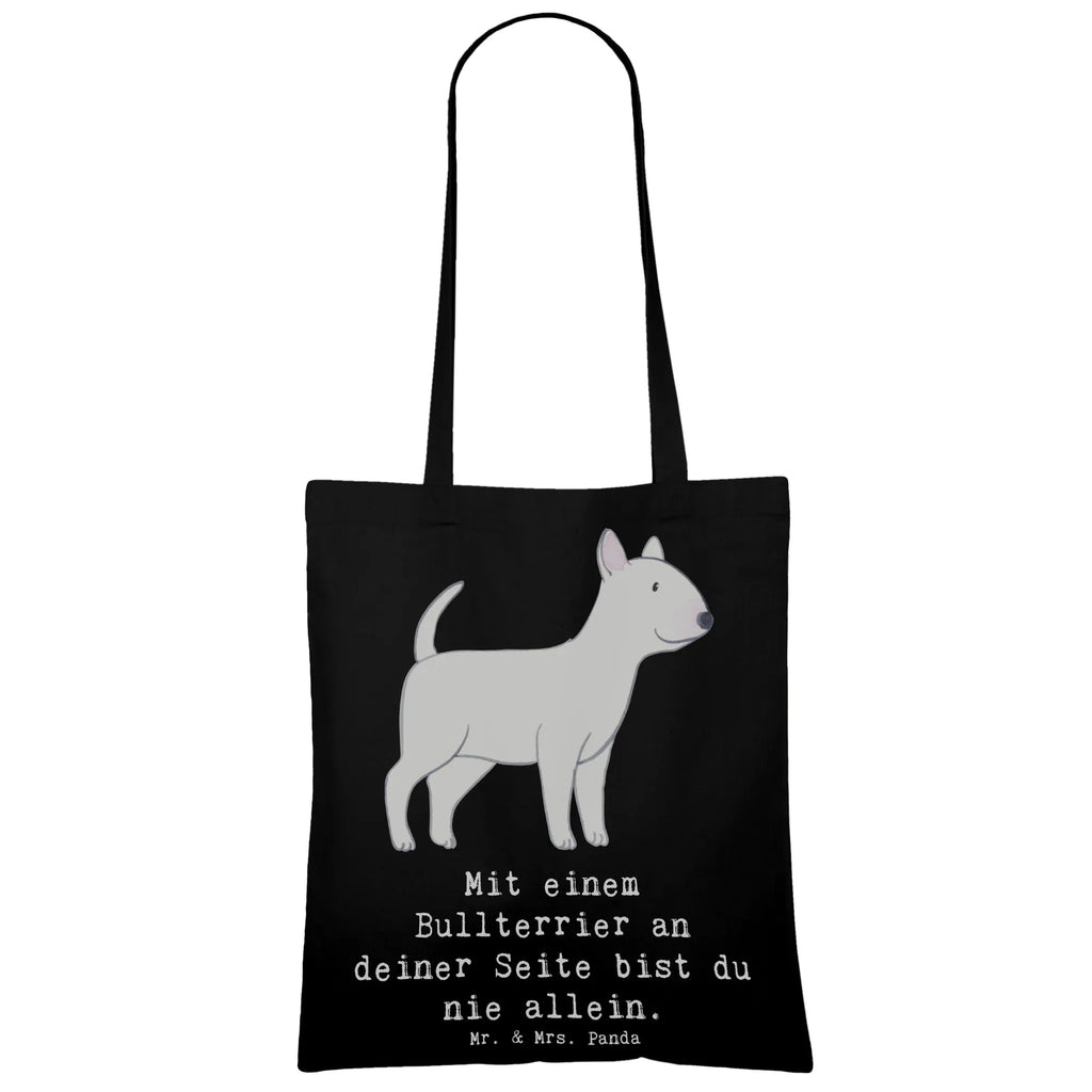 Tote bag Mit einem Bullterrier an deiner Seite bist du nie allein. Stofftasche, Strandtasche, Laptoptasche, Einkaufstasche, Schultertasche, Tragetasche, Beuteltasche, Umhängetasche, Einkaufstüte, Tasche, Shopper, Jutebeutel, Badetasche, Beutel, Jutetasche, Stoffbeutel, Hund, Hunderasse, Rassehund, Hundebesitzer, Geschenk, Tierfreund, Schenken, Welpe