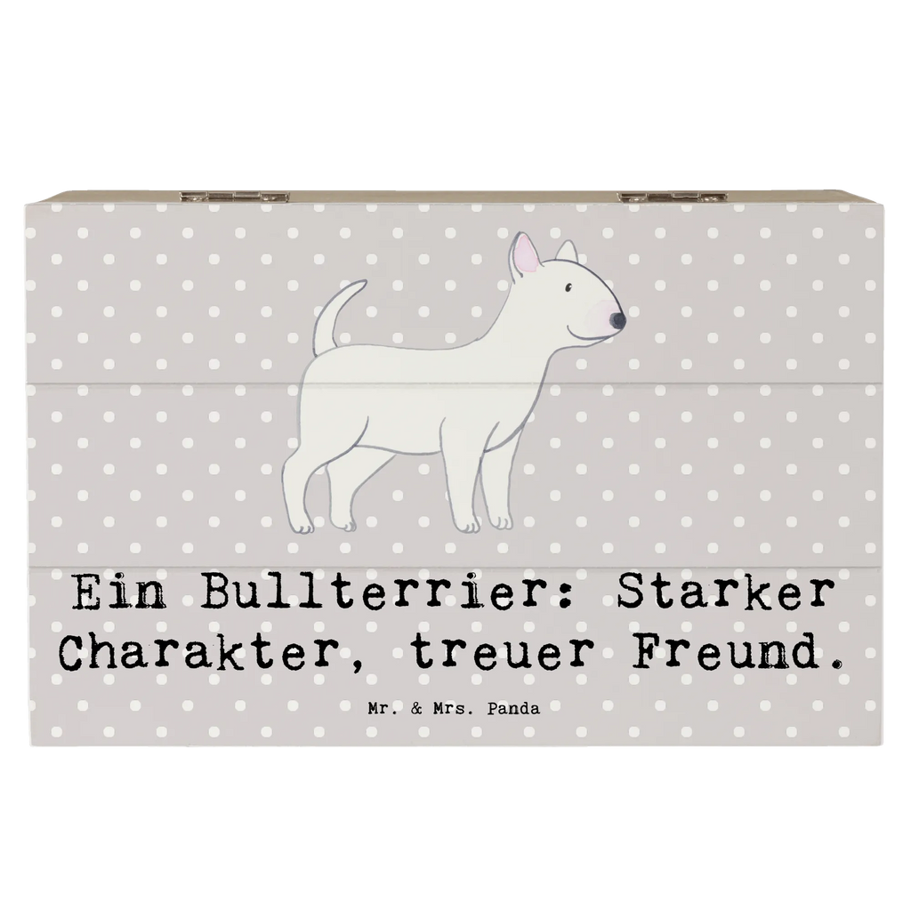 Wooden chest Ein Bullterrier: Starker Charakter, treuer Freund. Schatulle, Aufbewahrungsbox, Schatzkiste, Erinnerungsbox, Truhe, Erinnerungskiste, Dekokiste, Kiste, Holzkiste, Geschenkdose, Geschenkbox, XXL, Hund, Hunderasse, Rassehund, Hundebesitzer, Geschenk, Tierfreund, Schenken, Welpe