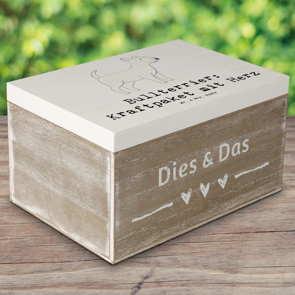 Wooden chest Bullterrier: Kraftpaket mit Herz Dekokiste, Holzkiste, Erinnerungsbox, Geschenkdose, Geschenkbox, Aufbewahrungsbox, Erinnerungskiste, Schatzkiste, XXL, Kiste, Truhe, Schatulle, Hund, Hunderasse, Rassehund, Hundebesitzer, Geschenk, Tierfreund, Schenken, Welpe