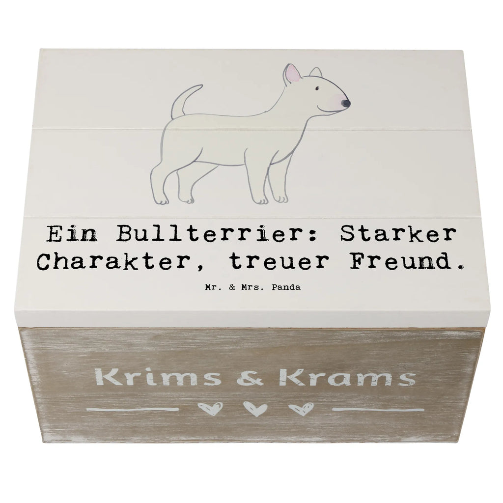 Wooden chest Ein Bullterrier: Starker Charakter, treuer Freund. Schatulle, Aufbewahrungsbox, Schatzkiste, Erinnerungsbox, Truhe, Erinnerungskiste, Dekokiste, Kiste, Holzkiste, Geschenkdose, Geschenkbox, XXL, Hund, Hunderasse, Rassehund, Hundebesitzer, Geschenk, Tierfreund, Schenken, Welpe