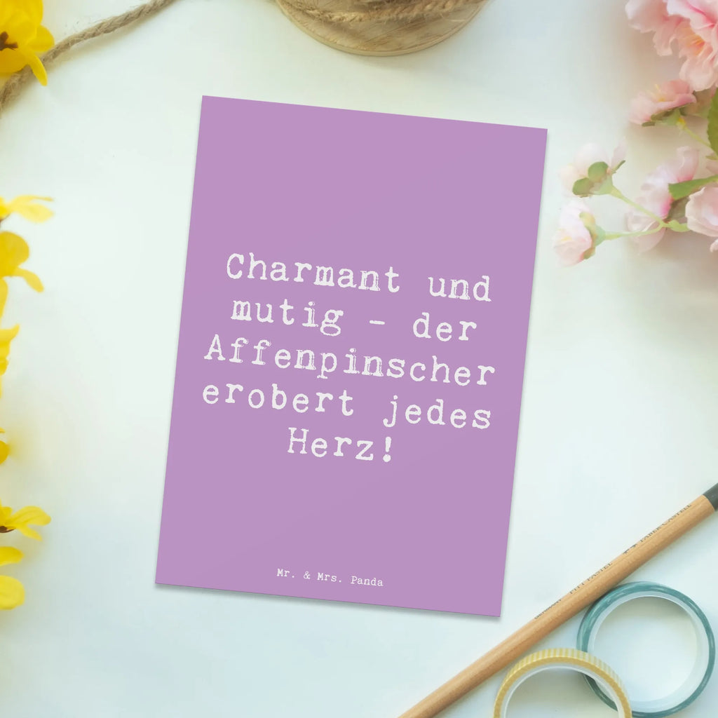 Postcard Saying Charmant und mutig - der Affenpinscher erobert jedes Herz! Postkarte, Ansichtskarte, Einladung Geburtstag, Einladungskarte, Geschenkkarte, Ansichtskarten, Grußkarte, Einladungskarten Geburtstag, Dankeskarte, Geburtstagskarte, Karte, Einladung, Hund, Hunderasse, Rassehund, Hundebesitzer, Geschenk, Tierfreund, Schenken, Welpe