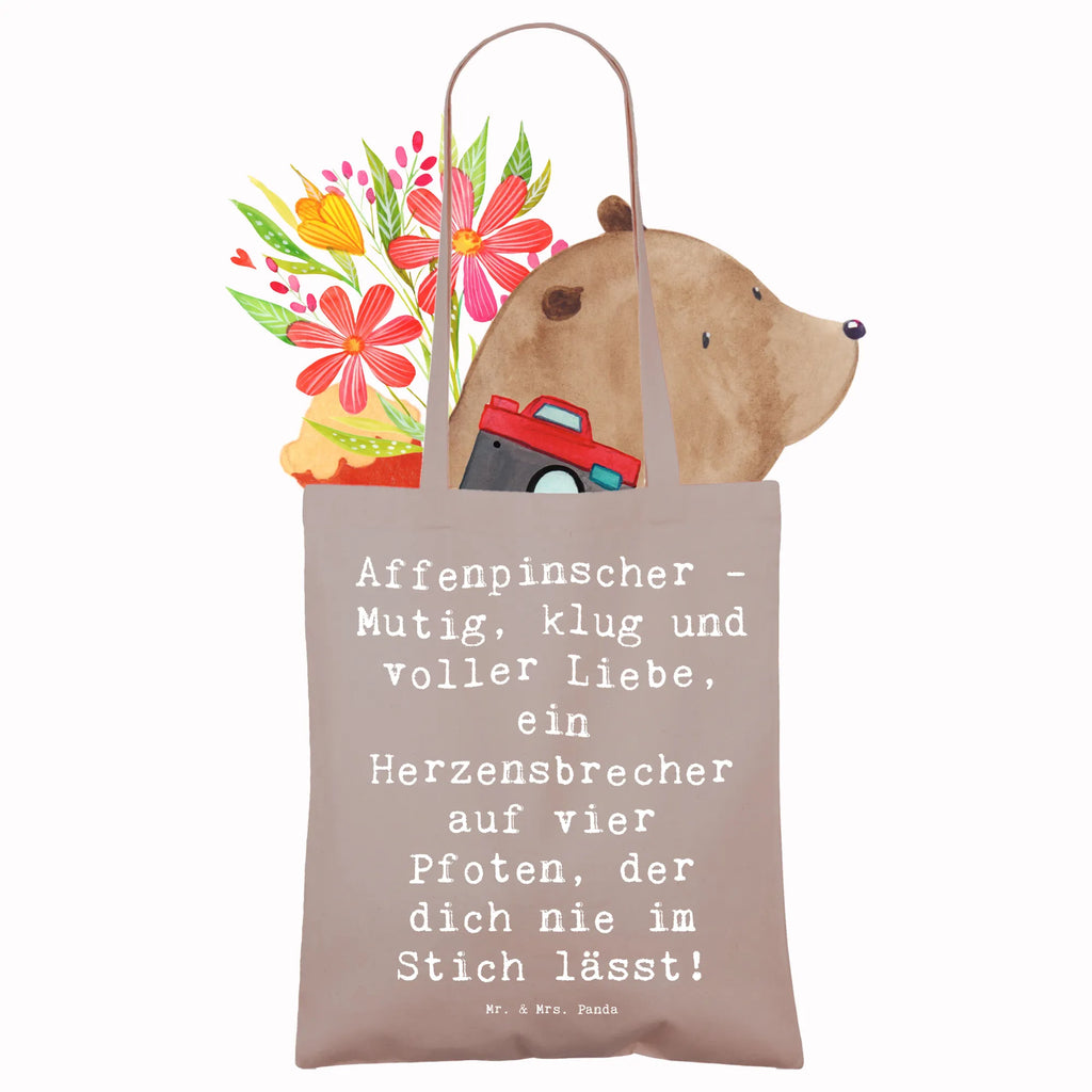 Tote bag Saying Affenpinscher - Mutig, klug und voller Liebe, ein Herzensbrecher auf vier Pfoten, der dich nie im Stich lässt! Jutebeutel, Einkaufstasche, Tragetasche, Badetasche, Schultertasche, Shopper, Stoffbeutel, Umhängetasche, Laptoptasche, Strandtasche, Stofftasche, Einkaufstüte, Beutel, Tasche, Jutetasche, Beuteltasche, Hund, Hunderasse, Rassehund, Hundebesitzer, Geschenk, Tierfreund, Schenken, Welpe