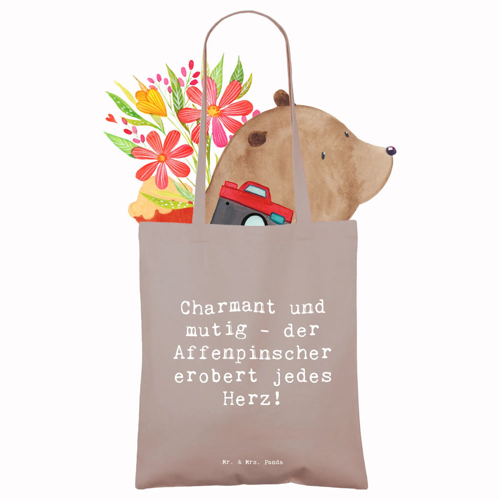 Tote bag Saying Charmant und mutig - der Affenpinscher erobert jedes Herz! Umhängetasche, Beuteltasche, Beutel, Shopper, Einkaufstasche, Badetasche, Strandtasche, Tragetasche, Laptoptasche, Jutetasche, Jutebeutel, Tasche, Stofftasche, Einkaufstüte, Schultertasche, Stoffbeutel, Hund, Hunderasse, Rassehund, Hundebesitzer, Geschenk, Tierfreund, Schenken, Welpe