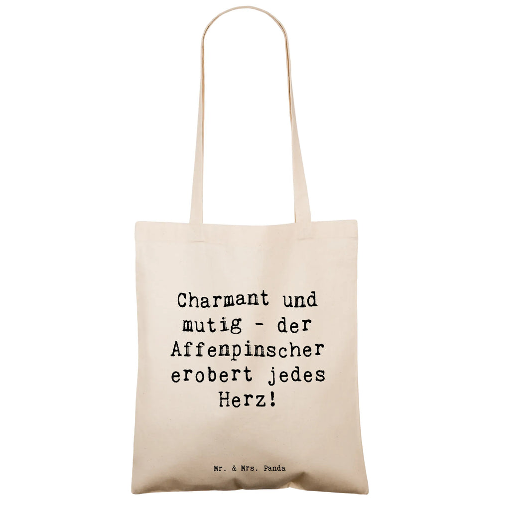 Tote bag Saying Charmant und mutig - der Affenpinscher erobert jedes Herz! Umhängetasche, Beuteltasche, Beutel, Shopper, Einkaufstasche, Badetasche, Strandtasche, Tragetasche, Laptoptasche, Jutetasche, Jutebeutel, Tasche, Stofftasche, Einkaufstüte, Schultertasche, Stoffbeutel, Hund, Hunderasse, Rassehund, Hundebesitzer, Geschenk, Tierfreund, Schenken, Welpe
