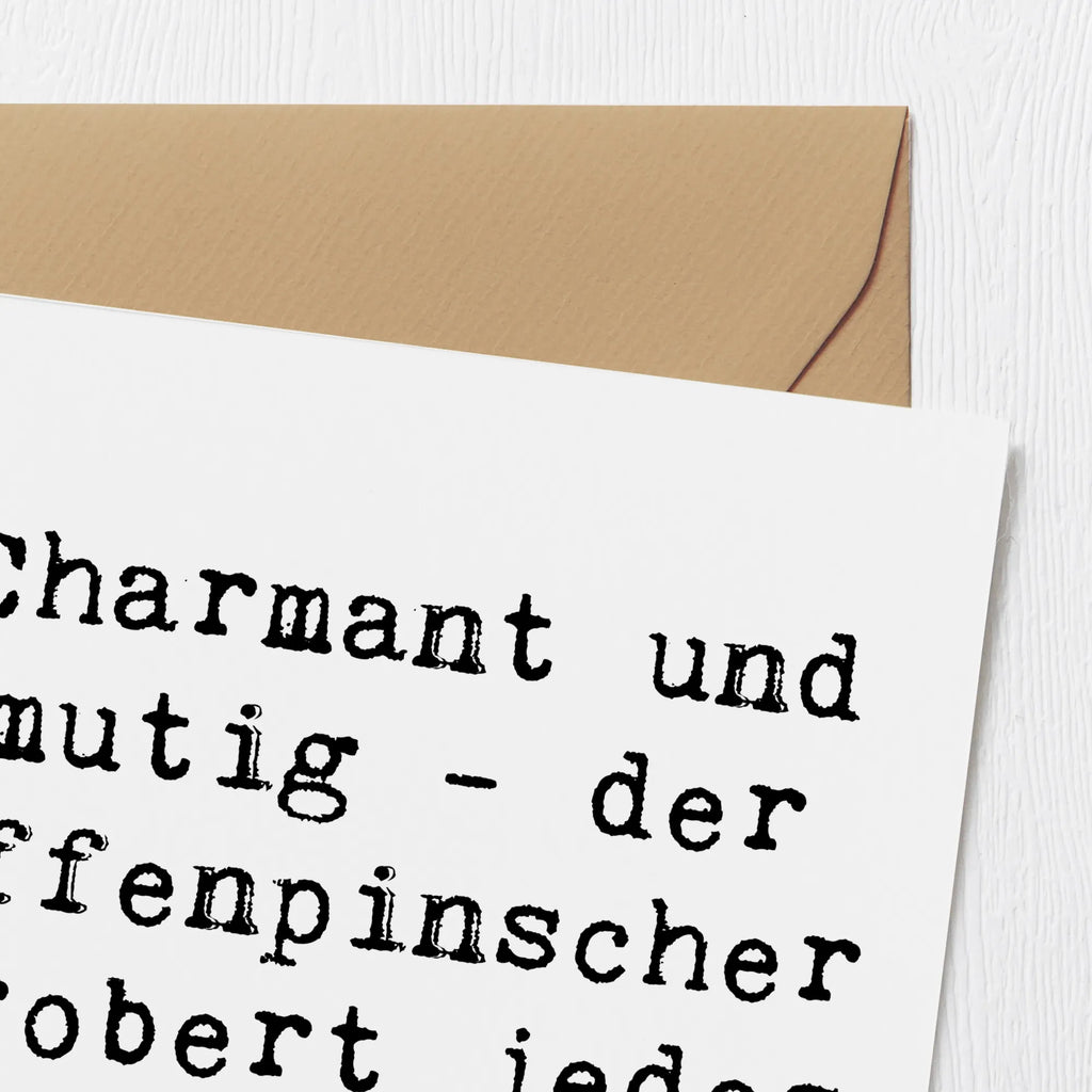 Deluxe Karte Spruch Affenpinscher Charmeur Hochwertige Grußkarte, Geburtstagskarte, Glückwunschkarte, Hochzeitskarte, Einladungskarte, Karte, Grußkarte, Klappkarte, Hochwertige Klappkarte, Hund, Hunderasse, Rassehund, Hundebesitzer, Geschenk, Tierfreund, Schenken, Welpe