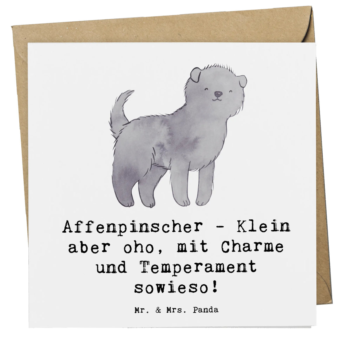 Deluxe Karte Affenpinscher Charme Glückwunschkarte, Klappkarte, anlasskarte, Grußkarte, faltkarte, doppelkarte, Geschenk, Schenken, Hund, Hunderasse, Rassehund, Hundebesitzer, Tierfreund, Welpe