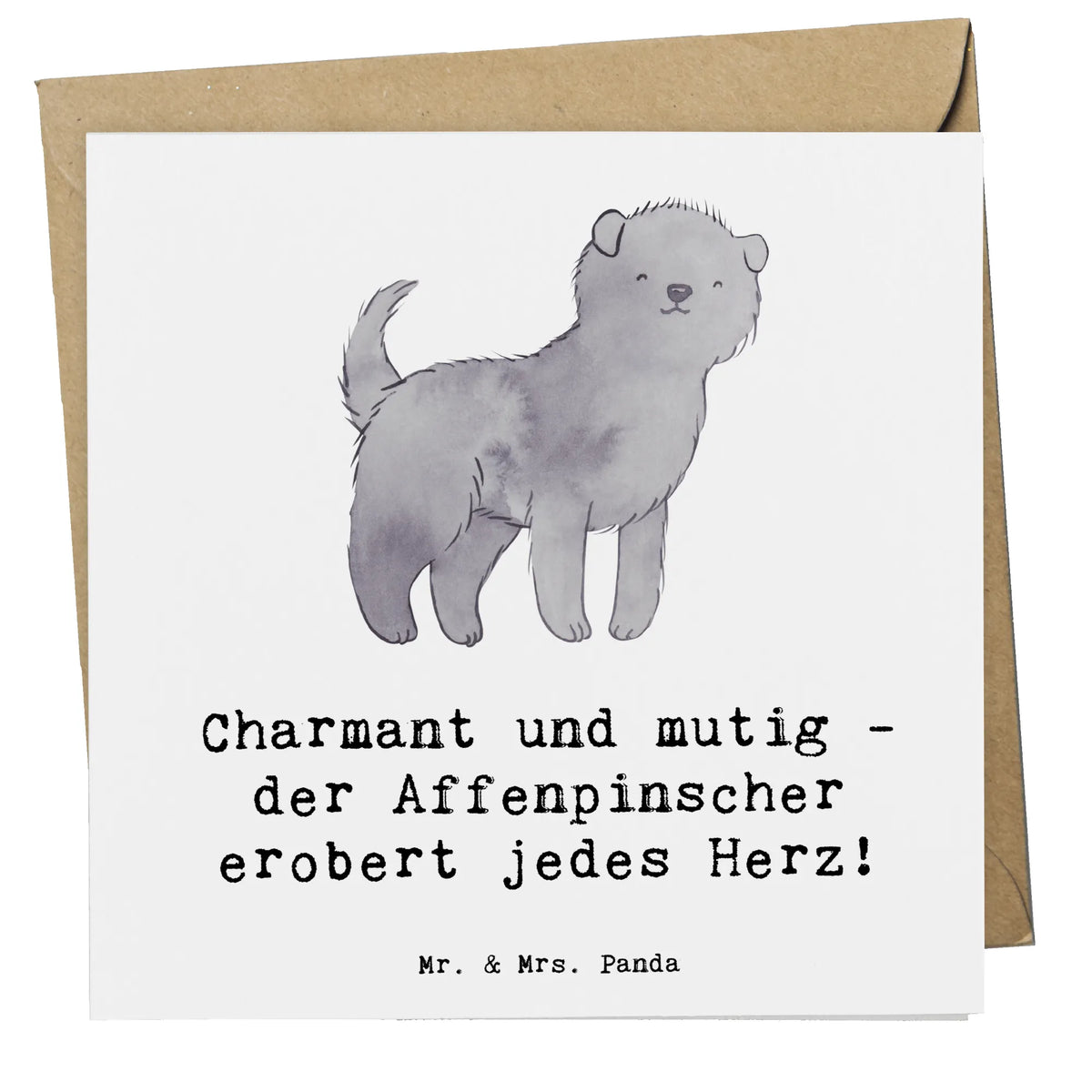 Deluxe Karte Affenpinscher Charmeur Glückwunschkarte, Klappkarte, Grußkarte, faltkarte, anlasskarte, doppelkarte, Geschenk, Schenken, Hund, Hunderasse, Rassehund, Hundebesitzer, Tierfreund, Welpe