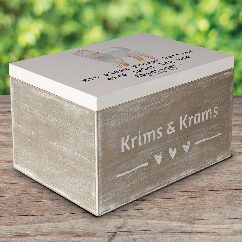 Wooden chest Mit einem Prager Rattler wird jeder Tag zum Abenteuer. Schatulle, Truhe, Geschenkdose, Aufbewahrungsbox, Dekokiste, XXL, Erinnerungsbox, Schatzkiste, Erinnerungskiste, Geschenkbox, Kiste, Holzkiste, Hund, Hunderasse, Rassehund, Hundebesitzer, Geschenk, Tierfreund, Schenken, Welpe