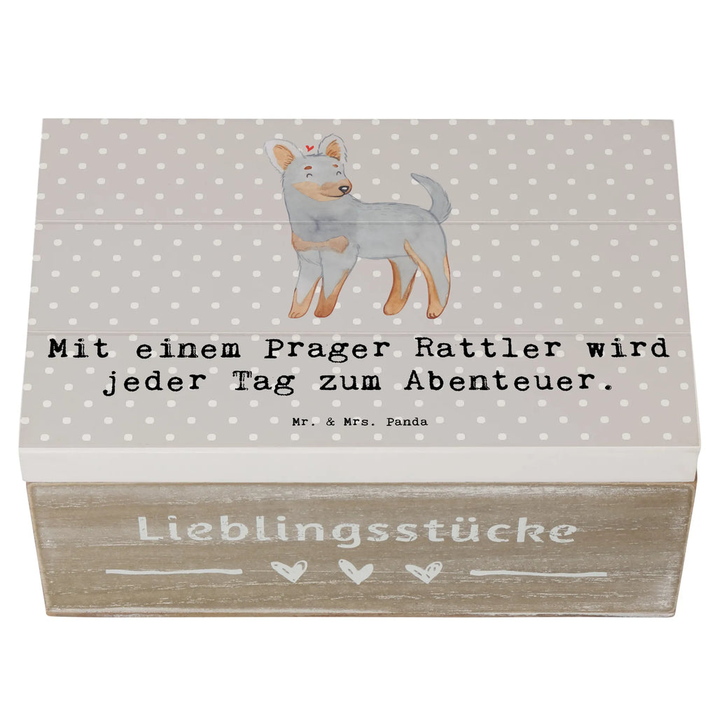 Wooden chest Mit einem Prager Rattler wird jeder Tag zum Abenteuer. Schatulle, Truhe, Geschenkdose, Aufbewahrungsbox, Dekokiste, XXL, Erinnerungsbox, Schatzkiste, Erinnerungskiste, Geschenkbox, Kiste, Holzkiste, Hund, Hunderasse, Rassehund, Hundebesitzer, Geschenk, Tierfreund, Schenken, Welpe