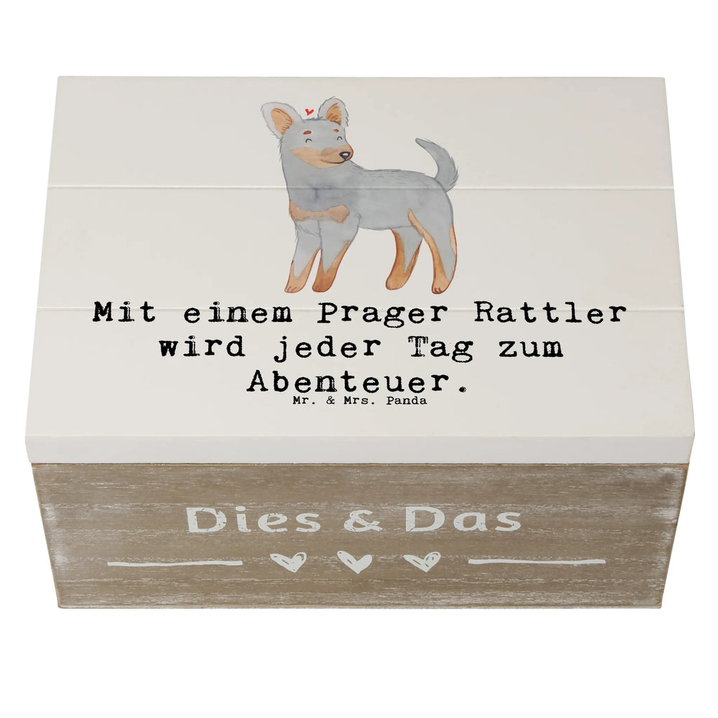 Wooden chest Mit einem Prager Rattler wird jeder Tag zum Abenteuer. Schatulle, Truhe, Geschenkdose, Aufbewahrungsbox, Dekokiste, XXL, Erinnerungsbox, Schatzkiste, Erinnerungskiste, Geschenkbox, Kiste, Holzkiste, Hund, Hunderasse, Rassehund, Hundebesitzer, Geschenk, Tierfreund, Schenken, Welpe