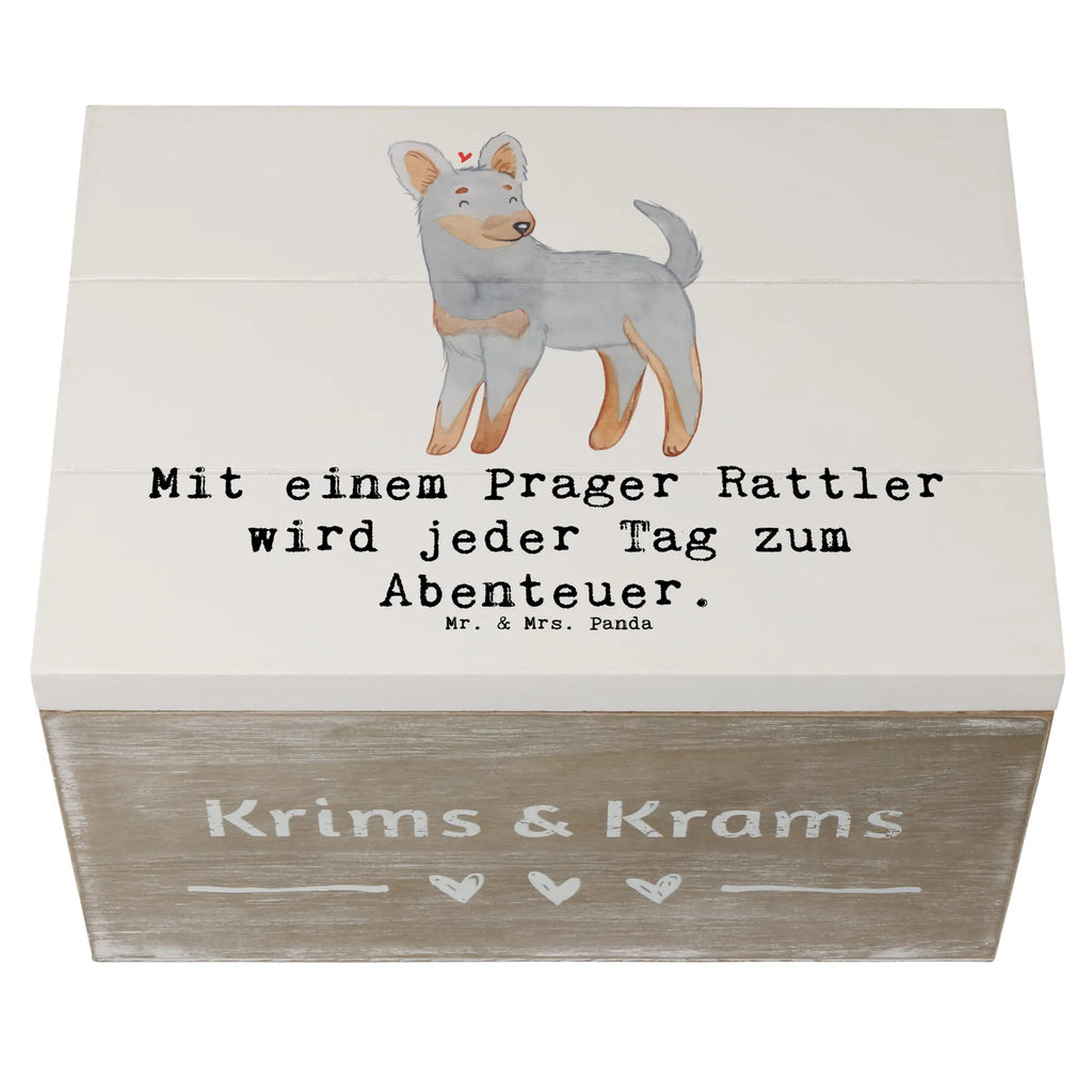 Wooden chest Mit einem Prager Rattler wird jeder Tag zum Abenteuer. Schatulle, Truhe, Geschenkdose, Aufbewahrungsbox, Dekokiste, XXL, Erinnerungsbox, Schatzkiste, Erinnerungskiste, Geschenkbox, Kiste, Holzkiste, Hund, Hunderasse, Rassehund, Hundebesitzer, Geschenk, Tierfreund, Schenken, Welpe