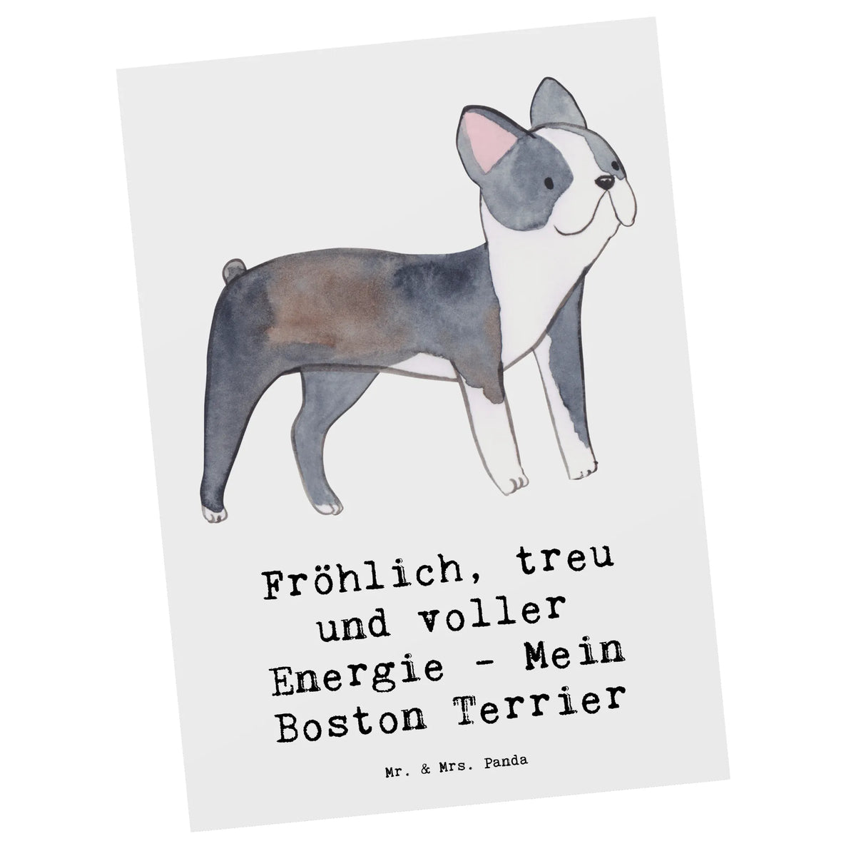Postkarte Boston Terrier Freude spruchkarte, Kunstkarten, Postkarten, einzelkarte, Designkarte, Ansichtskarte, bildkarte, kunstkarte, Fotokarte, Motivkarte, Grußkarte, Ansichtskarten, Postkarte, Geschenk, Schenken, Hund, Hunderasse, Rassehund, Hundebesitzer, Tierfreund, Welpe