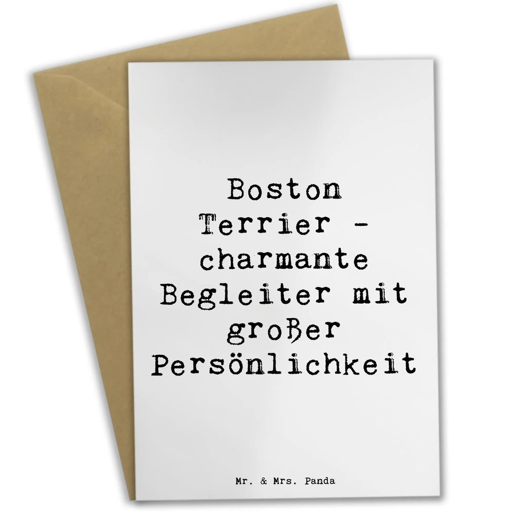 Greetings card Saying Boston Terrier - charmante Begleiter mit großer Persönlichkeit Ansichtskarten, Geburtstagskarte, Hochzeitskarte, Einladungskarte, Klappkarte, Glückwunschkarte, Grußkarte, Karte, Hund, Hunderasse, Rassehund, Hundebesitzer, Geschenk, Tierfreund, Schenken, Welpe