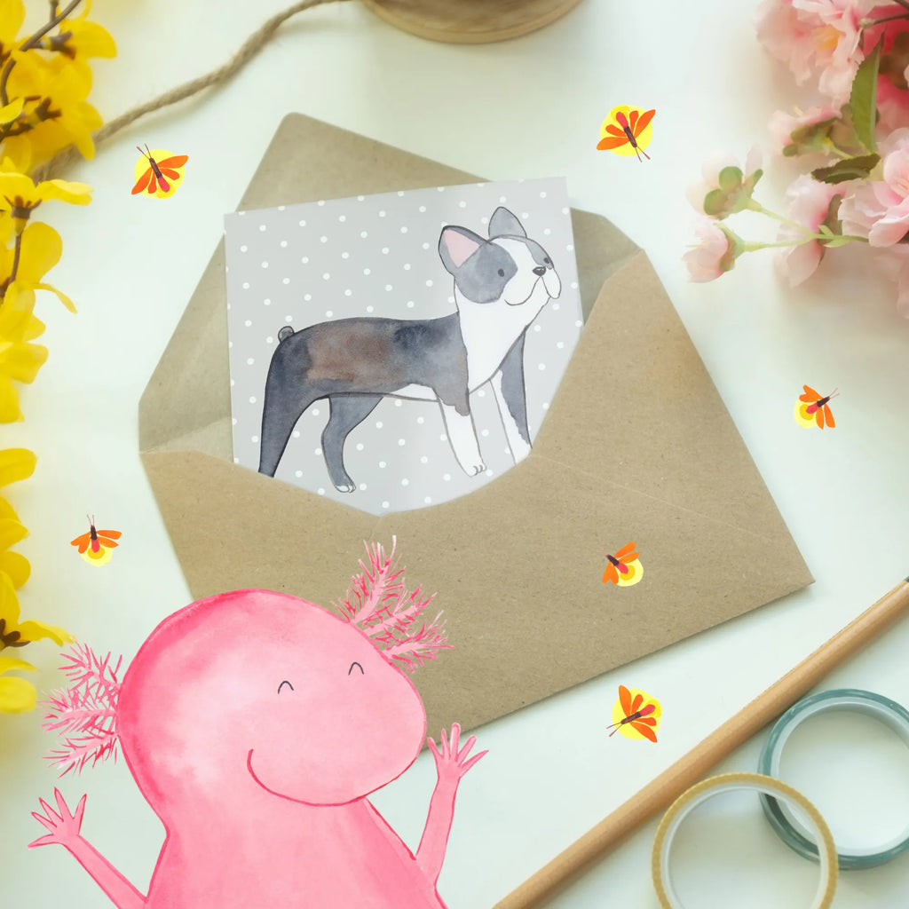 Greetings card Boston Terrier - charmante Begleiter mit großer Persönlichkeit Geburtstagskarte, Karte, Glückwunschkarte, Klappkarte, Hochzeitskarte, Grußkarte, Einladungskarte, Ansichtskarten, Hund, Hunderasse, Rassehund, Hundebesitzer, Geschenk, Tierfreund, Schenken, Welpe