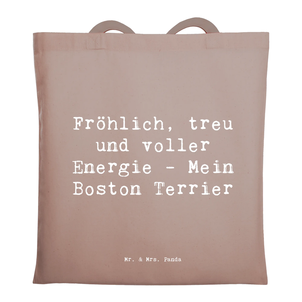 Tote bag Saying Fröhlich, treu und voller Energie - Mein Boston Terrier Stoffbeutel, Beutel, Strandtasche, Einkaufstasche, Schultertasche, Umhängetasche, Einkaufstüte, Tragetasche, Jutetasche, Beuteltasche, Shopper, Stofftasche, Jutebeutel, Laptoptasche, Badetasche, Tasche, Hund, Hunderasse, Rassehund, Hundebesitzer, Geschenk, Tierfreund, Schenken, Welpe