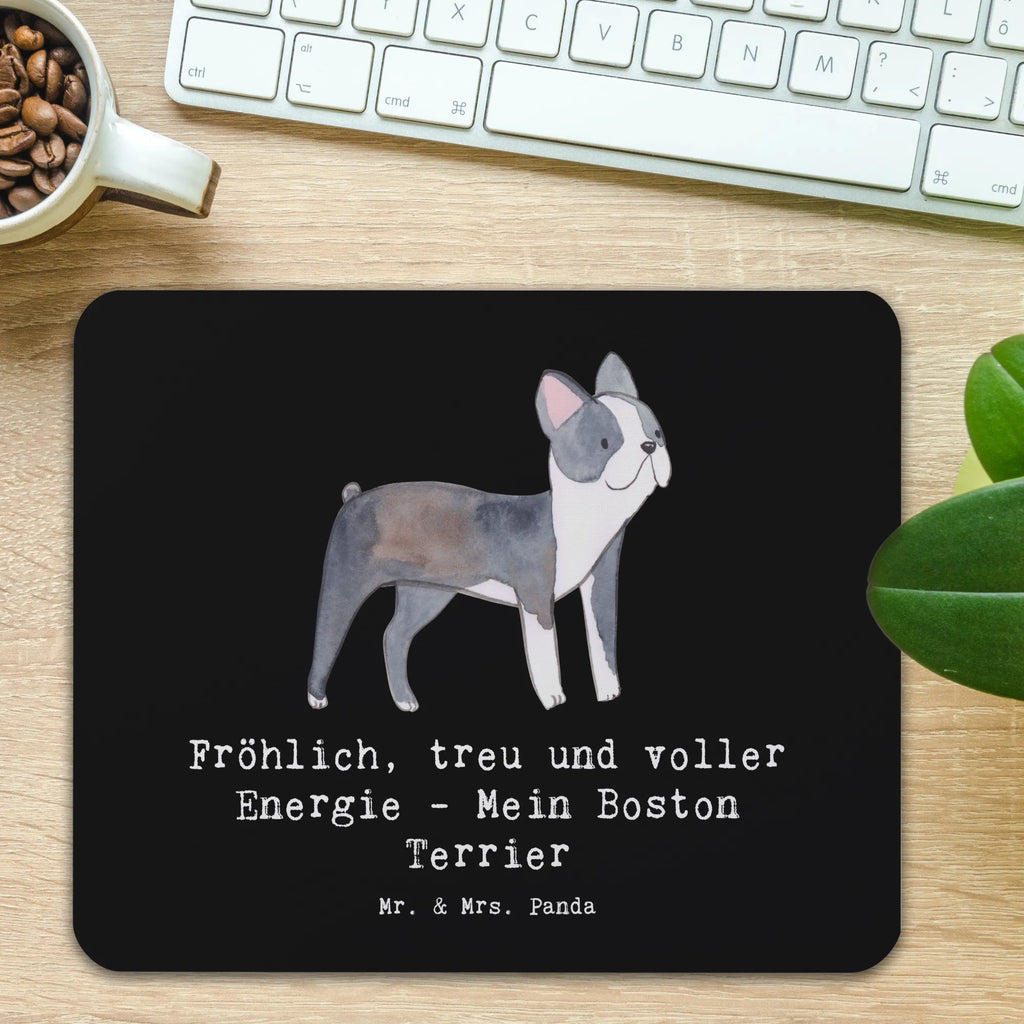 Mouse mat Fröhlich, treu und voller Energie - Mein Boston Terrier PC Zubehör, Arbeitszimmer, Mauspad Büro, Computer zubehör, Mausunterlage, Designer Mauspad, Büroausstattung, Einzigartiges Mauspad, Mousepad, Mauspad, Hund, Hunderasse, Rassehund, Hundebesitzer, Geschenk, Tierfreund, Schenken, Welpe