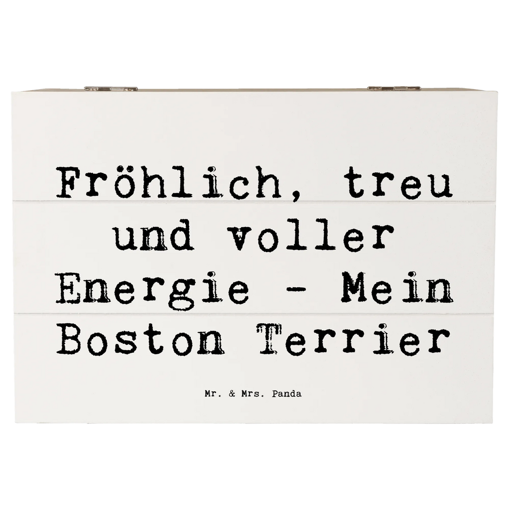 Skrzynia drewniana Przysłowie Fröhlich, treu und voller Energie - Mein Boston Terrier Geschenkbox, Schatzkiste, Kiste, Erinnerungsbox, Aufbewahrungsbox, XXL, Geschenkdose, Erinnerungskiste, Holzkiste, Truhe, Schatulle, Dekokiste, Hund, Hunderasse, Rassehund, Hundebesitzer, Geschenk, Tierfreund, Schenken, Welpe