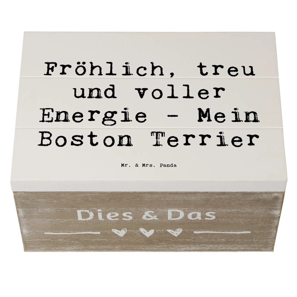 Skrzynia drewniana Przysłowie Fröhlich, treu und voller Energie - Mein Boston Terrier Geschenkbox, Schatzkiste, Kiste, Erinnerungsbox, Aufbewahrungsbox, XXL, Geschenkdose, Erinnerungskiste, Holzkiste, Truhe, Schatulle, Dekokiste, Hund, Hunderasse, Rassehund, Hundebesitzer, Geschenk, Tierfreund, Schenken, Welpe