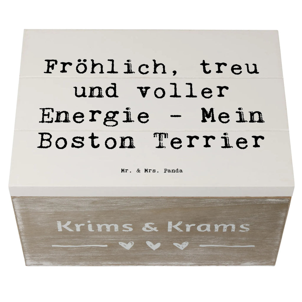 Skrzynia drewniana Przysłowie Fröhlich, treu und voller Energie - Mein Boston Terrier Geschenkbox, Schatzkiste, Kiste, Erinnerungsbox, Aufbewahrungsbox, XXL, Geschenkdose, Erinnerungskiste, Holzkiste, Truhe, Schatulle, Dekokiste, Hund, Hunderasse, Rassehund, Hundebesitzer, Geschenk, Tierfreund, Schenken, Welpe