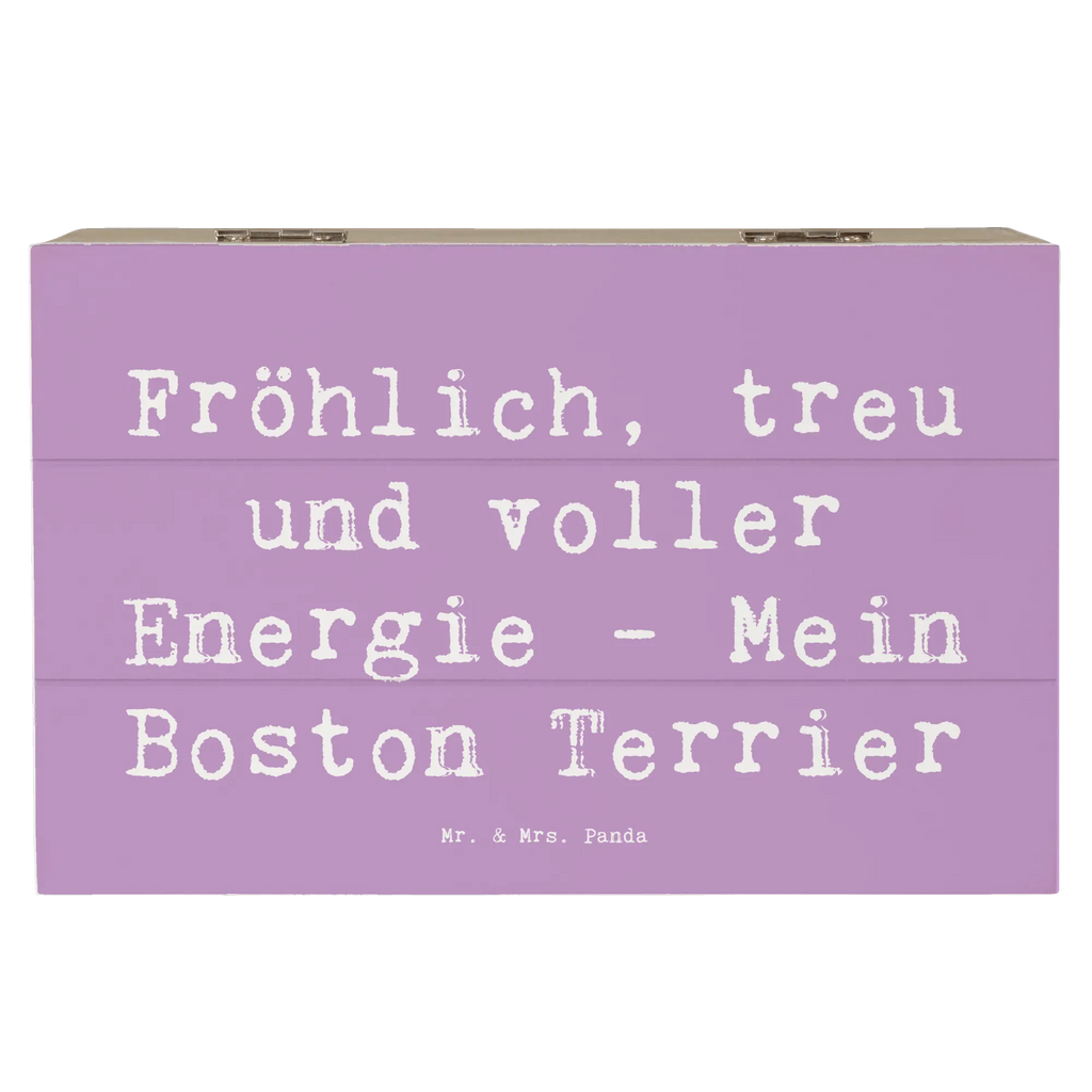 Skrzynia drewniana Przysłowie Fröhlich, treu und voller Energie - Mein Boston Terrier Geschenkbox, Schatzkiste, Kiste, Erinnerungsbox, Aufbewahrungsbox, XXL, Geschenkdose, Erinnerungskiste, Holzkiste, Truhe, Schatulle, Dekokiste, Hund, Hunderasse, Rassehund, Hundebesitzer, Geschenk, Tierfreund, Schenken, Welpe