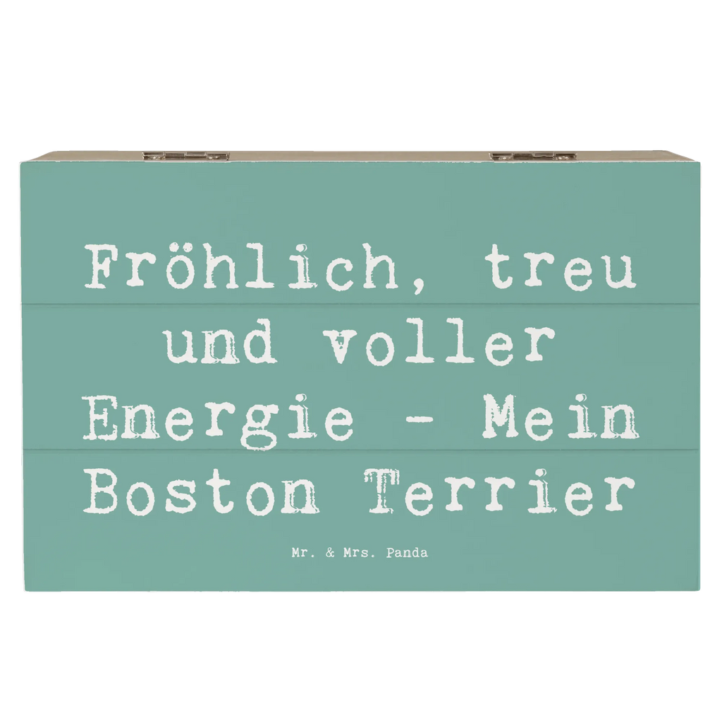 Skrzynia drewniana Przysłowie Fröhlich, treu und voller Energie - Mein Boston Terrier Geschenkbox, Schatzkiste, Kiste, Erinnerungsbox, Aufbewahrungsbox, XXL, Geschenkdose, Erinnerungskiste, Holzkiste, Truhe, Schatulle, Dekokiste, Hund, Hunderasse, Rassehund, Hundebesitzer, Geschenk, Tierfreund, Schenken, Welpe