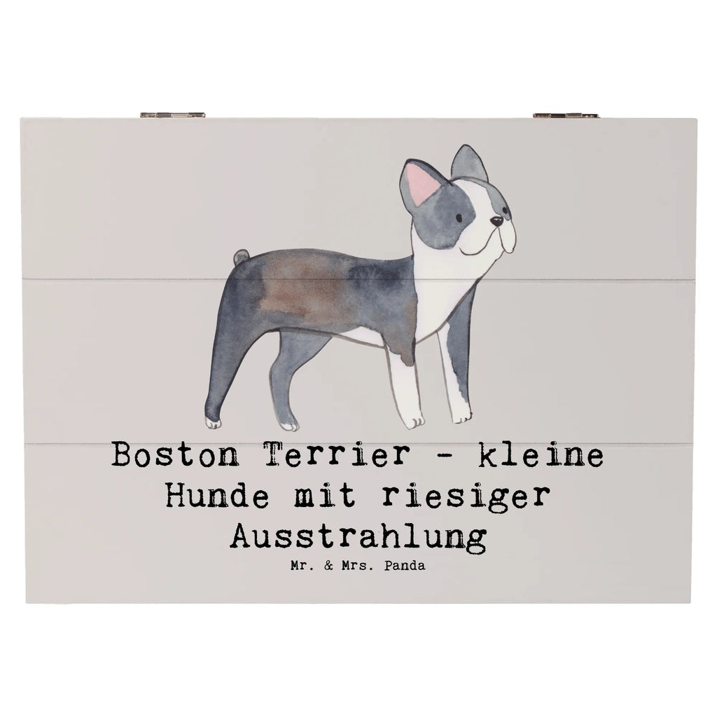 Wooden chest Boston Terrier - kleine Hunde mit riesiger Ausstrahlung Dekokiste, Truhe, Aufbewahrungsbox, XXL, Kiste, Schatzkiste, Geschenkdose, Schatulle, Geschenkbox, Erinnerungsbox, Holzkiste, Erinnerungskiste, Hund, Hunderasse, Rassehund, Hundebesitzer, Geschenk, Tierfreund, Schenken, Welpe