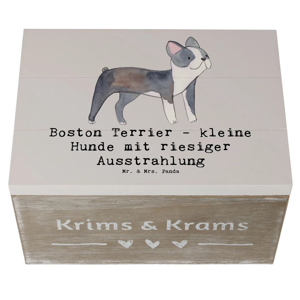 Wooden chest Boston Terrier - kleine Hunde mit riesiger Ausstrahlung Dekokiste, Truhe, Aufbewahrungsbox, XXL, Kiste, Schatzkiste, Geschenkdose, Schatulle, Geschenkbox, Erinnerungsbox, Holzkiste, Erinnerungskiste, Hund, Hunderasse, Rassehund, Hundebesitzer, Geschenk, Tierfreund, Schenken, Welpe