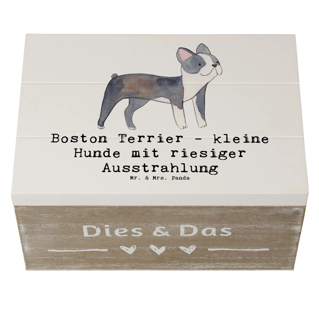 Wooden chest Boston Terrier - kleine Hunde mit riesiger Ausstrahlung Dekokiste, Truhe, Aufbewahrungsbox, XXL, Kiste, Schatzkiste, Geschenkdose, Schatulle, Geschenkbox, Erinnerungsbox, Holzkiste, Erinnerungskiste, Hund, Hunderasse, Rassehund, Hundebesitzer, Geschenk, Tierfreund, Schenken, Welpe