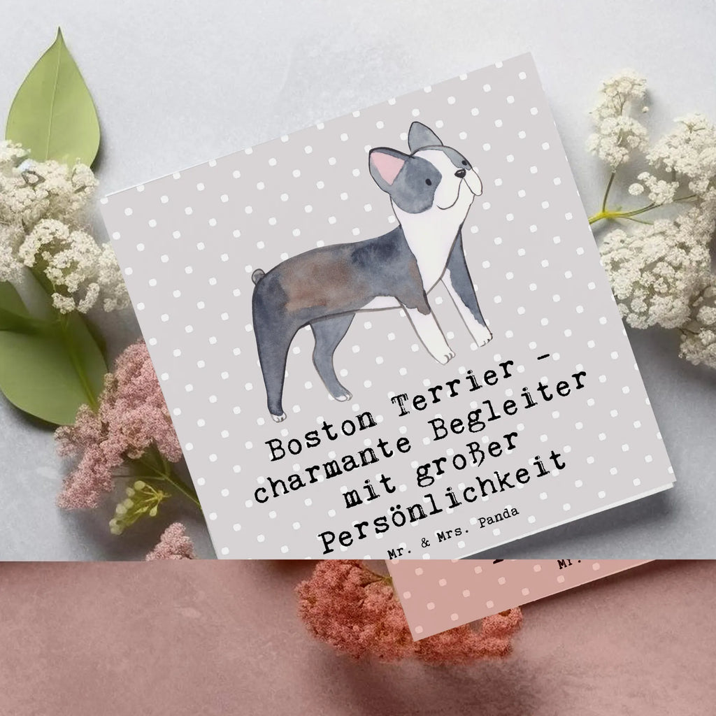 Deluxe Karte Boston Terrier Begleiter Klappkarte, Karte, Einladungskarte, Geburtstagskarte, Hochzeitskarte, Hochwertige Klappkarte, Hochwertige Grußkarte, Grußkarte, Glückwunschkarte, Hund, Hunderasse, Rassehund, Hundebesitzer, Geschenk, Tierfreund, Schenken, Welpe