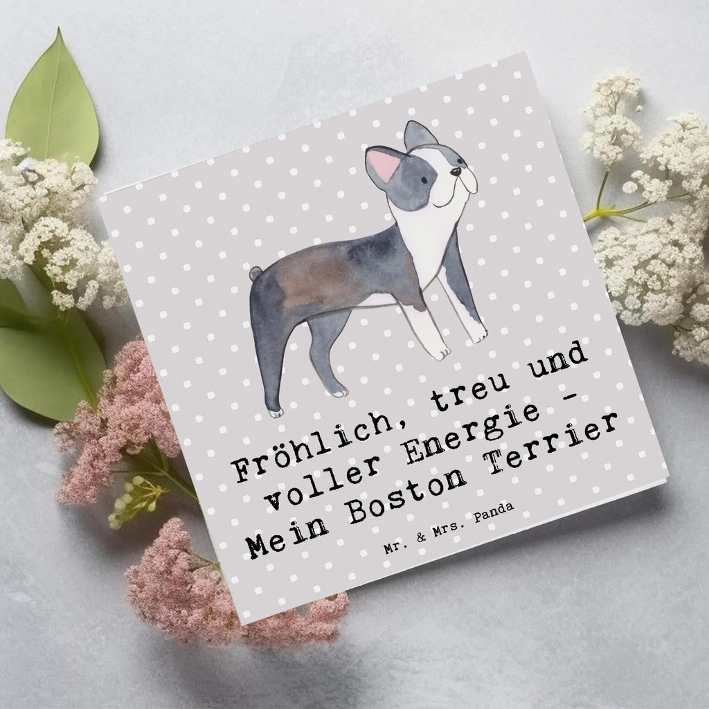 Deluxe Karte Boston Terrier Freude Geburtstagskarte, Grußkarte, Glückwunschkarte, Einladungskarte, Karte, Hochwertige Grußkarte, Hochzeitskarte, Klappkarte, Hochwertige Klappkarte, Hund, Hunderasse, Rassehund, Hundebesitzer, Geschenk, Tierfreund, Schenken, Welpe