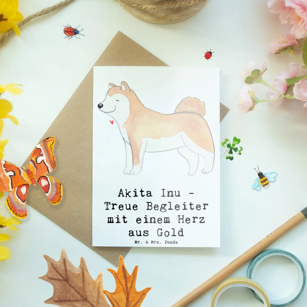Grußkarte Akita Inu Herz Glückwunschkarte, Hochzeitskarte, Einladungskarte, Geburtstagskarte, Grußkarte, Karte, Ansichtskarten, Klappkarte, Hund, Hunderasse, Rassehund, Hundebesitzer, Geschenk, Tierfreund, Schenken, Welpe