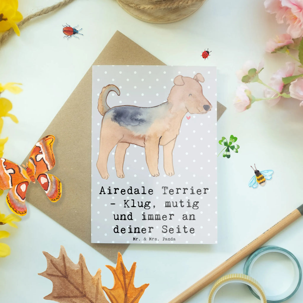 Grußkarte Airedale Terrier Glückwunschkarte, Ansichtskarten, Geburtstagskarte, Hochzeitskarte, Einladungskarte, Karte, Grußkarte, Klappkarte, Hund, Hunderasse, Rassehund, Hundebesitzer, Geschenk, Tierfreund, Schenken, Welpe