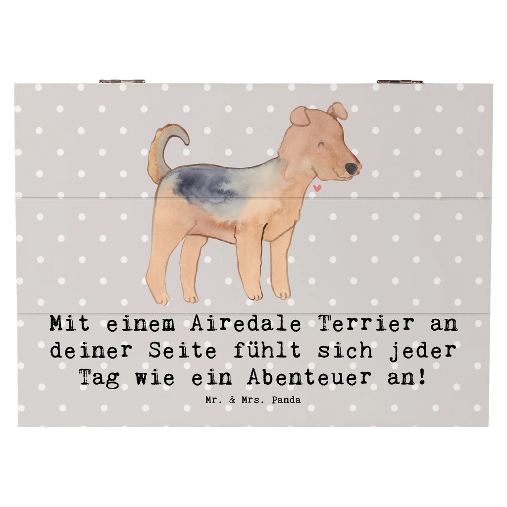 Holzkiste Airedale Terrier Abenteuer Holzkiste, XXL, Kiste, Geschenkdose, Geschenkbox, Aufbewahrungsbox, Erinnerungsbox, Erinnerungskiste, Schatulle, Truhe, Schatzkiste, Dekokiste, Hund, Hunderasse, Rassehund, Hundebesitzer, Geschenk, Tierfreund, Schenken, Welpe