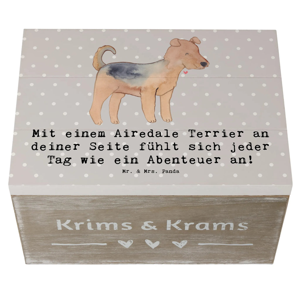 Holzkiste Airedale Terrier Abenteuer Holzkiste, XXL, Kiste, Geschenkdose, Geschenkbox, Aufbewahrungsbox, Erinnerungsbox, Erinnerungskiste, Schatulle, Truhe, Schatzkiste, Dekokiste, Hund, Hunderasse, Rassehund, Hundebesitzer, Geschenk, Tierfreund, Schenken, Welpe