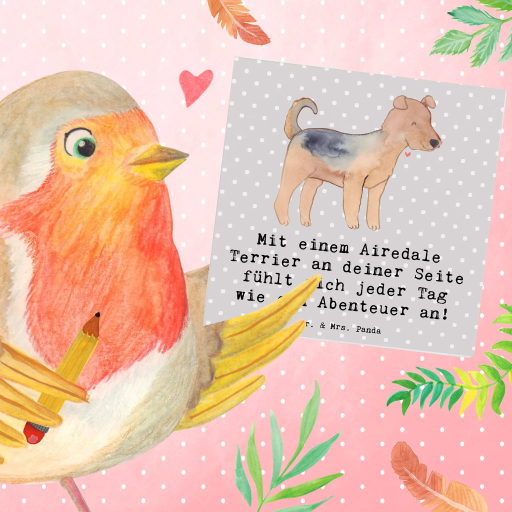 Deluxe Karte Airedale Terrier Abenteuer Hochzeitskarte, Glückwunschkarte, Grußkarte, Hochwertige Klappkarte, Karte, Geburtstagskarte, Klappkarte, Hochwertige Grußkarte, Einladungskarte, Hund, Hunderasse, Rassehund, Hundebesitzer, Geschenk, Tierfreund, Schenken, Welpe