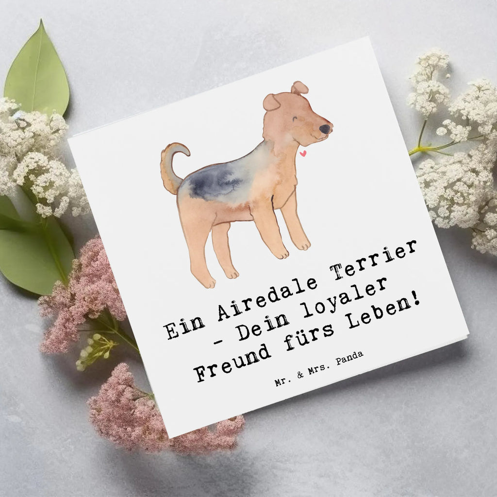 Deluxe Karte Airedale Terrier Karte, Hochwertige Klappkarte, Einladungskarte, Klappkarte, Grußkarte, Hochzeitskarte, Glückwunschkarte, Geburtstagskarte, Hochwertige Grußkarte, Hund, Hunderasse, Rassehund, Hundebesitzer, Geschenk, Tierfreund, Schenken, Welpe