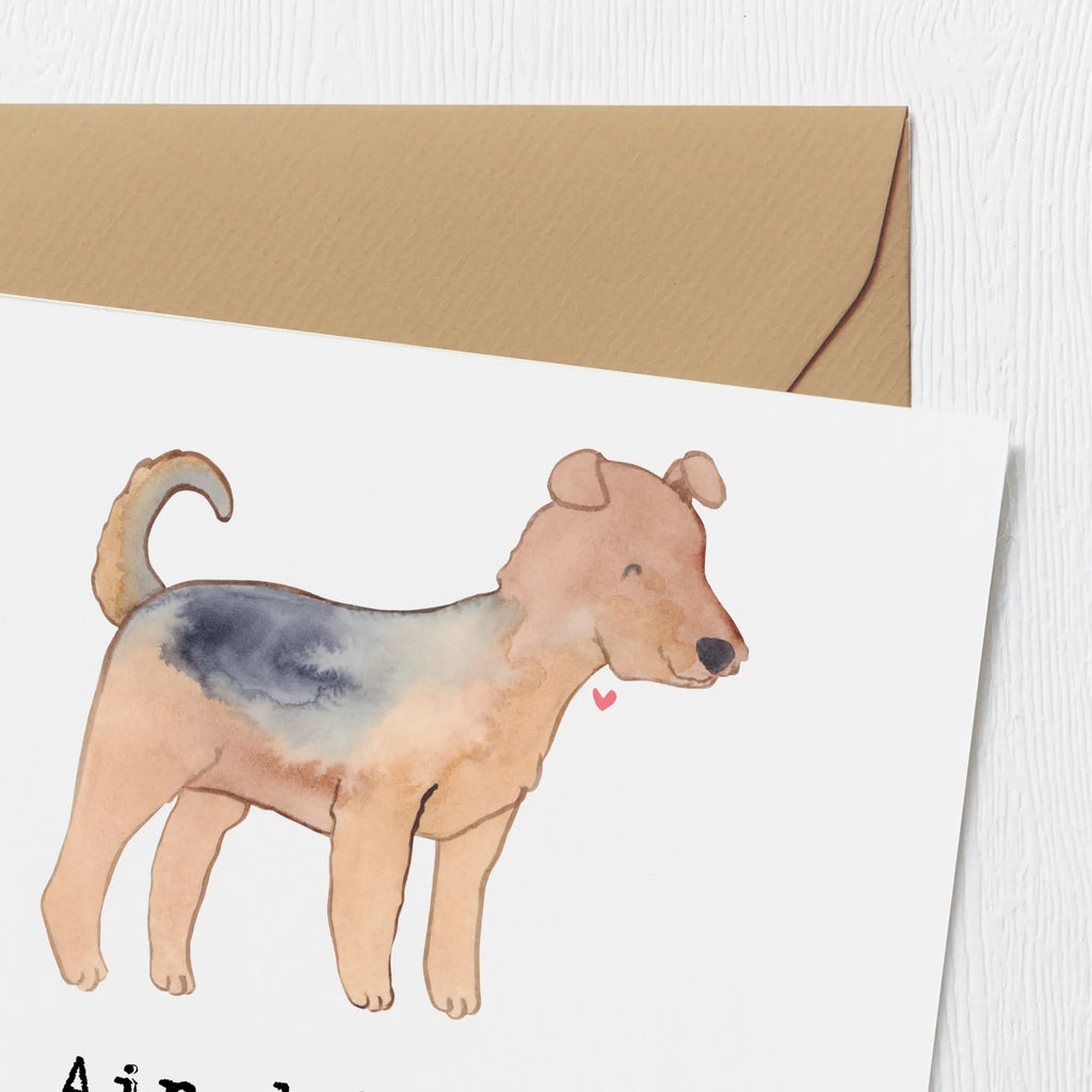 Deluxe Karte Airedale Terrier Karte, Hochwertige Klappkarte, Einladungskarte, Klappkarte, Grußkarte, Hochzeitskarte, Glückwunschkarte, Geburtstagskarte, Hochwertige Grußkarte, Hund, Hunderasse, Rassehund, Hundebesitzer, Geschenk, Tierfreund, Schenken, Welpe