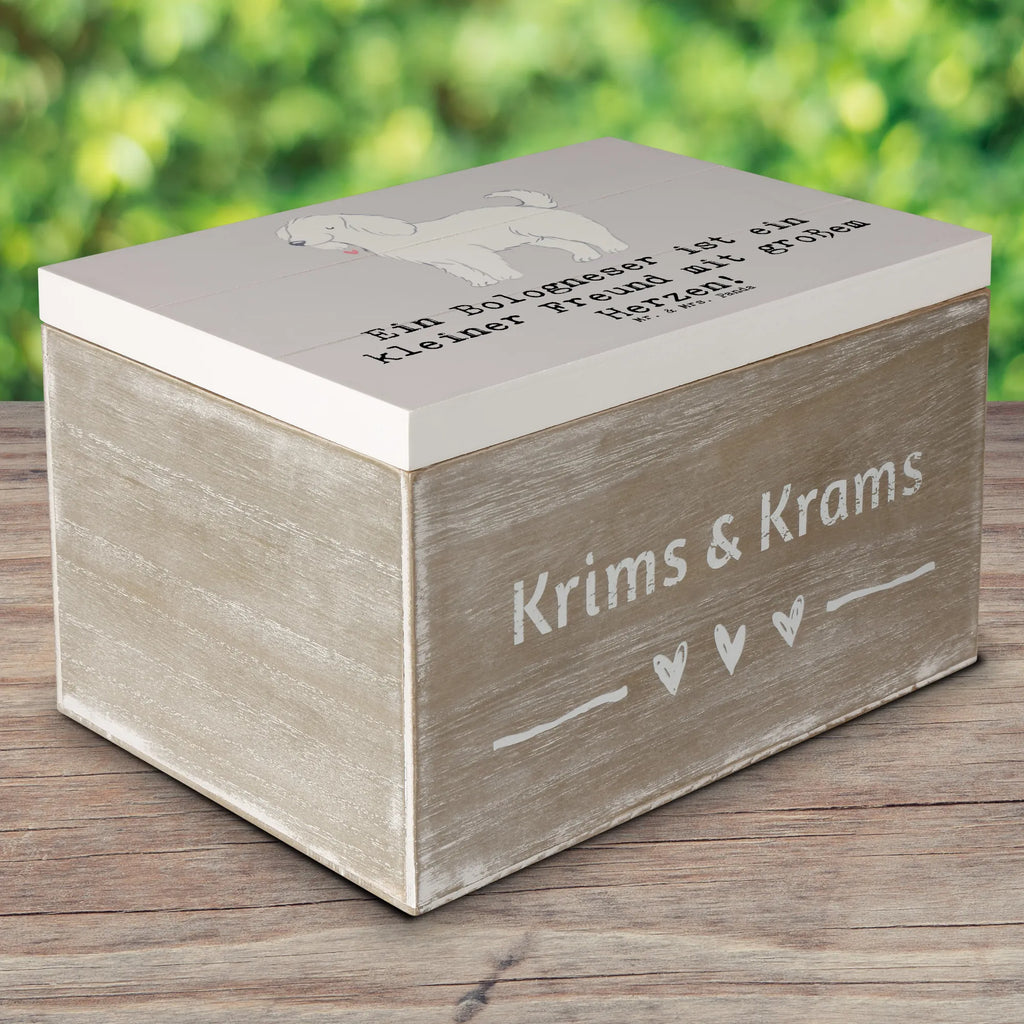 Wooden chest Ein Bologneser ist ein kleiner Freund mit großem Herzen! Schatzkiste, Holzkiste, Geschenkdose, Dekokiste, Kiste, Truhe, Erinnerungsbox, Erinnerungskiste, Geschenkbox, Aufbewahrungsbox, XXL, Schatulle, Hund, Hunderasse, Rassehund, Hundebesitzer, Geschenk, Tierfreund, Schenken, Welpe