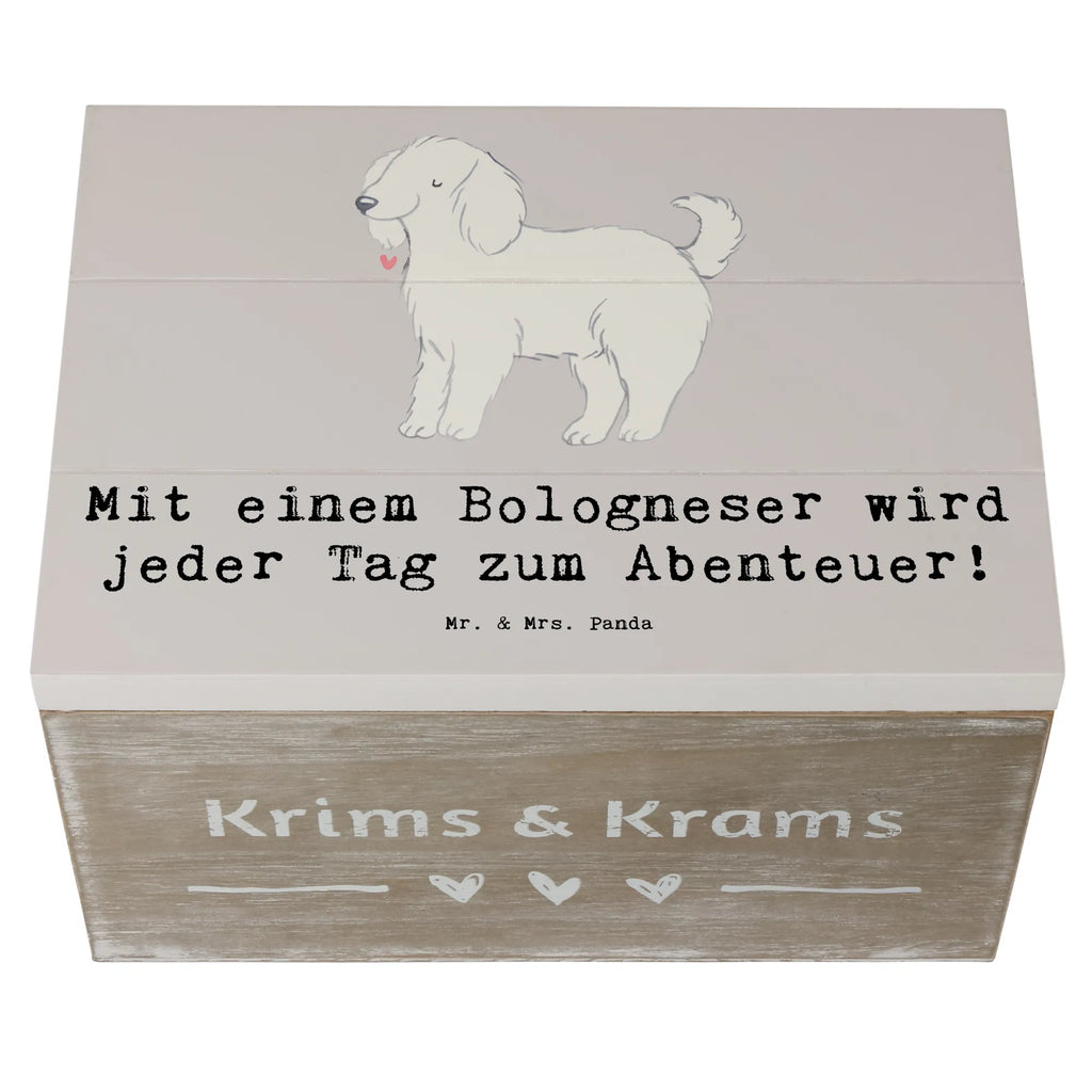 Wooden chest Mit einem Bologneser wird jeder Tag zum Abenteuer! Geschenkbox, Kiste, Schatzkiste, Aufbewahrungsbox, Schatulle, Holzkiste, XXL, Truhe, Erinnerungskiste, Erinnerungsbox, Dekokiste, Geschenkdose, Hund, Hunderasse, Rassehund, Hundebesitzer, Geschenk, Tierfreund, Schenken, Welpe