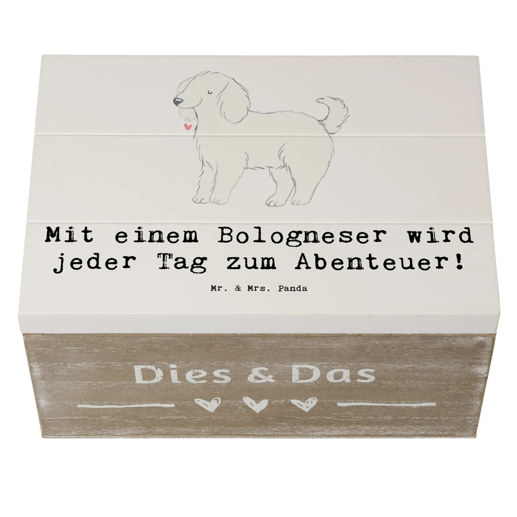 Wooden chest Mit einem Bologneser wird jeder Tag zum Abenteuer! Geschenkbox, Kiste, Schatzkiste, Aufbewahrungsbox, Schatulle, Holzkiste, XXL, Truhe, Erinnerungskiste, Erinnerungsbox, Dekokiste, Geschenkdose, Hund, Hunderasse, Rassehund, Hundebesitzer, Geschenk, Tierfreund, Schenken, Welpe