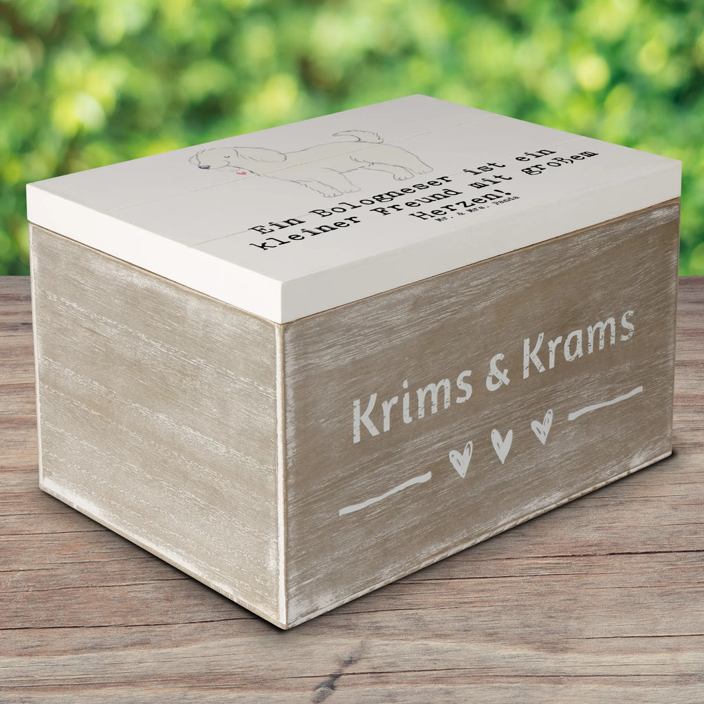 Wooden chest Ein Bologneser ist ein kleiner Freund mit großem Herzen! Schatzkiste, Holzkiste, Geschenkdose, Dekokiste, Kiste, Truhe, Erinnerungsbox, Erinnerungskiste, Geschenkbox, Aufbewahrungsbox, XXL, Schatulle, Hund, Hunderasse, Rassehund, Hundebesitzer, Geschenk, Tierfreund, Schenken, Welpe